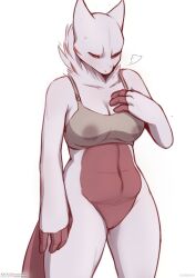 2022 4_fingers absurd_res anthro bahnbahn_(artist) bodily_fluids bottomless bra bra_only breasts breath_cloud chubby_belly clothed clothing dua_(bahnbahn) fan_character female fingers genitals half_naked hi_res lactating lactating_through_clothing legendary_pokémon looking_down_at_self mewtwo nintendo nursing_bra patreon patreon_logo pokémorph pokemon pokemon_(species) postpartum_stomach pussy solo standing subscribestar text two-tone_body underwear underwear_only url video_games wet wet_clothing