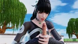 charlotte_(fortnite) dick fortnite hair holding outside slayer_charlotte_(fortnite) tongue_out