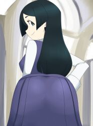 1girls ass ass_in_dress barbara_parker black_hair little_witch_academia looking_at_viewer looking_back oksandio school_uniform skirt tagme