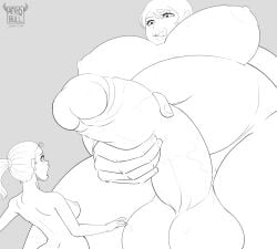 1futa 1girls areolae balls belly big_balls big_belly big_breasts big_penis breasts chubby cock_shock completely_nude erect_penis erection female futa_giantess futa_with_female futanari giant_futanari giantess huge_balls huge_breasts huge_cock human imminent_rape imminent_sex intimidation licking_lips light-skinned_female light-skinned_futanari light_skin low-angle_view macro macro_futa micro micro_female micro_on_macro monochrome nipples nude nude_female nude_futanari penis penis_intimidation size_difference standing testicles thick_thighs