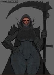 armor armored_gloves bungie destiny_(game) female guardian_(destiny) hood hood_up hunter hunter_(destiny) runawaystride shoulder_pads skull spikes synth_(tool) thick_ass