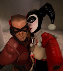 1boy 1girls 3d batman:_arkham_knight batman_(series) breasts dc dc_comics de_void femdom gloves harley_quinn harley_quinn_(arkham) harley_quinn_(arkham_knight) harley_quinn_(classic) licking male nipples ripped_clothing robin_(dc) robin_(tim_drake) selfie tagme tim_drake