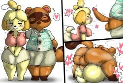 2022 animal_crossing anthro ass big_ass big_breasts big_butt bulge enigi09 erection isabelle_(animal_crossing) mating_press mob_face nintendo penis penis_awe sex tagme tom_nook