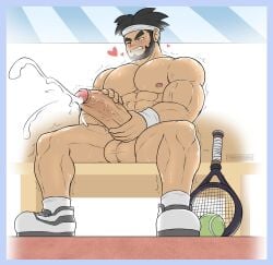 abs ahegao bíceps balls bandana bara bench big_balls big_breasts big_penis black_beard black_hair boner brown_eyes buff cum cumming ear erection facial_hair frieddough gay glistening_skin harry_(mario_tennis) headband heart looking_at_penis male male_masturbation male_only mario_(series) mario_tennis mario_tennis:_power_tour masturbation muscle muscled muscles muscular_male naked naked_footwear naked_shoes naked_with_shoes_on nintendo nude pecs penis racket shaking shaking_legs shaking_penis shoes shoes_only sitting socks solo solo_male sweat tennis_ball tennis_racket thighs uncensored veiny veiny_penis white_shoes wristband