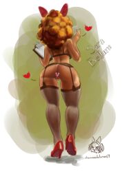 1girls ass buttplug chamucasdelamor69 from_behind full_body garter_belt powerpuff_girls pussy sara_bellum sex_toy solo standing