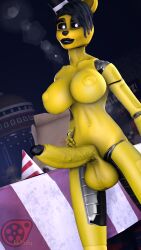 3d 3d_(artwork) background big_penis five_nights_at_freddy's freddy_(fnaf) frederika_(fnaf) futa_only futadom futanari golden_freddy golden_freddy_(fnaf) hand_on_hip looking_at_viewer night rktzxq robot robot_girl robot_humanoid sfm smirk table tagme