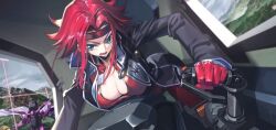 blue_eyes bodysuit breasts clothed code_geass female kallen_stadtfeld large_breasts medium_hair red_hair red_headwear uncensored