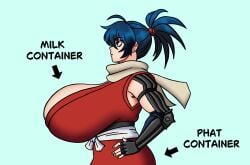 1girls armor armored_female arrow_(symbol) ass big_ass big_breasts blue_hair breasts breasts_bigger_than_head breasts_bigger_than_torso child_bearing_hips coloredyiddies curvy dark_blue_hair evil_container fat_ass female fingerless_gloves fit_female full_breasts game_mechanics golden_eyes heavy_breasts huge_breasts large_breasts light-skinned_female light_skin long_breasts long_hair manyuu_chifusa manyuu_hikenchou massive_breasts meme milkers plump ponytail red_clothing red_kimono red_scrunchie round_ass scarf side_view sideboob small_but_busty solo teenager thick thick_ass tied_hair top_heavy voluptuous voluptuous_teenager well_endowed wide_hips yellow_eyes