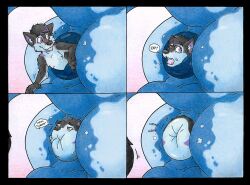 absorption_vore anal anal_sex anal_vore anthro anus anus_transformation ass balls big_anus big_butt black_body black_border black_fur black_hair blue_anus blue_body blue_butt blue_tail blush body_part_transformation border butt_transformation canid canine canis claws comic danwolf15 dialogue domestic_dog dragon duo english_text facesitting feral fluffy fluffy_tail fur genitals grunting hair hi_res huge_anus huge_butt husky hyper hyper_anus larger_male looking_back male male/male mammal markings merging musk musk_cloud musky_anus mythological_creature mythological_scalie mythology nervous nervous_smile nordic_sled_dog nude open_mouth painting_(artwork) partially_inside penetration pillow puffy_anus purple_markings questionable_consent raised_tail rykuta scalie simple_background sitting_on_another size_difference smile spitz tail text tongue tongue_out traditional_media_(artwork) traditional_painting_(artwork) traditional_watercolor_(artwork) transformation transformation_sequence vore watercolor_(artwork) what
