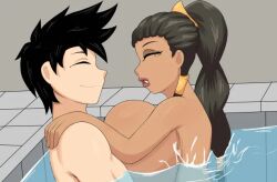 1boy1girl big_breasts breasts breasts_pressed_against_partner gigantic_breasts huge_breasts in_water large_breasts oc pool self_insert zak-draven