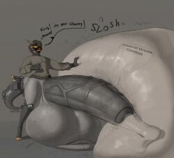 1boy ace0t0nic aroused aroused_face brown_hair clenched_balls clenching_balls condom condom_filling condom_on_penis creamy_cum cumming cumming_in_condom cyborg digital_drawing_(artwork) digital_media_(artwork) ethan_(humbug) excessive_cum excessive_genital_fluids furry furry_male furry_only gray_background gray_body gray_penis grey_background grey_body grey_penis hyper hyper_balls hyper_condom hyper_cum hyper_genitalia hyper_penis hyper_testicles male male_only no_pants no_underwear orange_eyes profanity protogen shark slosh standing thick_cum turtleneck turtleneck_sweater veiny_cock veiny_penis worried worried_expression worried_face worried_look worried_male