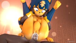 16:9 2021 3d 3d_(artwork) 3d_model :o animal_crossing ankha ankha_(animal_crossing) ankha_(hazeker) anthro balls blue_eyes blue_hair bodily_fluids breasts clothing cuff_(restraint) doubutsu_no_mori duo female female_penetrated fur genital_fluids genitals gold_(metal) gold_jewelry hair hazeker headgear headwear hi_res jewelry legs_back legs_in_air leviantan581re male male/female male_penetrating male_penetrating_female nairu_(doubutsu_no_mori) nintendo nude open_mouth penetration penis pussy restraints sex stomach_bulge vaginal_penetration video_games widescreen wristband yellow_body yellow_fur