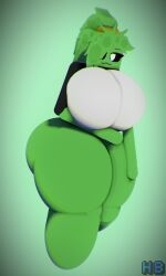 3d 3d_(artwork) big_ass big_breasts black_eyes blank_background clothed clothing green_skin hbtheender minecraft slime slime_(minecraft) slime_girl slimer_(stemingbunbun) smug thick_thighs white_pupils