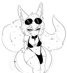 1futa animal_ears beach_ball belly big_breasts big_penis bikini breasts bulge chain_collar clothed clothing collar eyebrows_visible_through_hair eyeshadow flaccid floating fluffy_tail fox fox_ears fox_girl fox_tail fur futa_only futanari humanoid humanoid_penis jinx_doodle looking_at_viewer mascara monster_girl mostly_nude mystral_(kersplampy) penis pool side-tie_bikini small_but_hung solo sparkles sunglasses sunglasses_on_head swimsuit tagme thick_thighs wide_hips