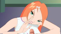 clothed cum cum_on_hair cum_on_hand female juiceshooters nova_(winx_club) penis winx_club