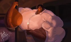 1boy bara buff candle clothed disney encanto gay huge_pecs hyper_muscles latino male male_only mascbara muscles muscular muscular_male pedro_madrigal purplephantom7 solo