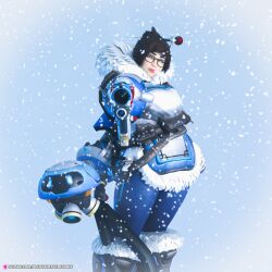 1girls 2022 3d asian asian_female blizzard_entertainment bluefantasydesigns brown_hair chubby chubby_female clothed clothing fanart female female_only fully_clothed glasses lipstick looking_at_viewer mei_(overwatch) overwatch red_lipstick short_hair slushe_(website) solo solo_female stylized