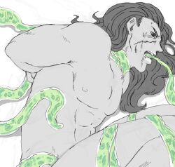 1boy arms_behind_back hierophant_green_(artist) jojo's_bizarre_adventure male male_only mohammed_avdol natto_(artist) nude_male stand_(jjba) stardust_crusaders tentacle_in_mouth tentacle_on_male tentacle_sex