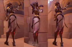 1girls 3d ange_de_la_mort_widowmaker armor ass babda female female_only high_heels hood long_nails overwatch overwatch_2 overwatch_league pale_skin screencap solo visor widowmaker