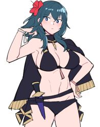 alternate_costume bikini black_bikini black_swimsuit breasts byleth_(fire_emblem) byleth_(fire_emblem)_(female) byleth_(summer)_(fire_emblem)_(female) do_m_kaeru female female_only fire_emblem fire_emblem:_three_houses fire_emblem_heroes nintendo official_alternate_costume solo swimsuit