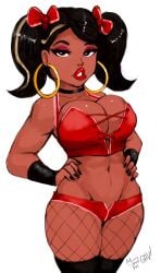 aleksandrgav bimbo bow cleavage corset dark-skinned_female dark_skin family_guy fishnets hoop_earrings hoop_earrings_oversized roberta_tubbs tagme the_cleveland_show young