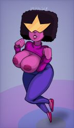 1girls 2021 afro big_breasts black_hair bottomwear breasts breasts_out brown_hair cartoon_network clothed clothes_lift female female_focus female_only garnet_(steven_universe) gem_(species) hair huge_breasts inverted_nipples large_breasts lips mexicanjoe nipples pants parted_lips pose purple_background purple_body purple_skin smile smiling_at_viewer solo solo_female solo_focus steven_universe sweater sweater_lift thick thick_breasts thick_female thick_thighs thighs top_heavy top_heavy_breasts topwear turtleneck_sweater visor voluptuous voluptuous_female