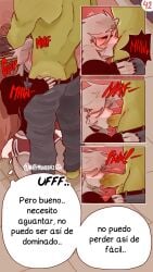 2boys argentina_(countryhumans) big_penis blowjob brazil_(countryhumans) comic comic_page comic_panel countryhumans couple deepthroat gay kinky_naty male married_couple oral page_42 perspective precum spanish_text