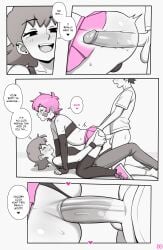 1girls 2boys anal anal_sex anal_sex balls big_penis black_hair choker comic comic_page dialogue dross femboy jacob_(dross) monochrome penis pink_hair roxanne_(dross) tagme taylor_(dross) text yaoi