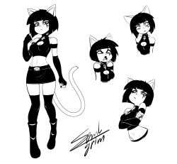 1girls 2018 angry ankh anthro armwear belt black_and_white black_nails blunt_bangs boots bottomwear breasts character_sheet cleavage clothed clothing colored_nails crossed_arms domestic_cat elbow_gloves eye_of_horus fangs felid feline felis female female_only fingerless_gloves footwear gloves goth goth_girl hair handwear kamra_(sem-l-grim) mammal midriff monochrome nails sem-l-grim short_hair signature simple_background skirt solo standing teeth very_high_resolution white_background