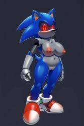 ai_generated alternate_design blue_skin curvy female genderswap_(mtf) glowing_eyes grey_skin metal_skin metal_sonic metallic_body mouthless naked naked_female no_mouth nude pixai quills red_eyes robot robot_girl robot_humanoid robot_joints rule_63 sega shiny_skin sonic_(series) sonic_the_hedgehog_(series)