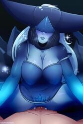 1girls big_breasts blue_skin breasts covered_eyes cow_girl cowgirl_position female large_breasts league_of_legends lissandra long_hair naufragonsfw pov riot_games see-through see-through_clothing sex strap_slip