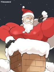 bara bara_tiddies bara_tits big_chest big_pecs christmas clothed gigantic_chest gigantic_pecs huge_chest huge_pecs large_pectorals male_only man_boobs man_breasts massive_chest massive_pecs moobs santa_claus tagme takezamurai xmas