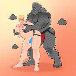 abs absurd_res air_creature air_humanoid big_bulge big_dom_small_sub big_muscles big_nipples big_pecs blonde_hair blush bulge clothed clothing cloud cloud_humanoid dominant dominant_humanoid dominant_male duo elemental_creature elemental_humanoid grey_body hair hi_res holding_partner human human_on_humanoid humanoid interspecies jockstrap jockstrap_only larger_humanoid larger_male living_cloud male male/male male_only mammal mr._yoshida muscular muscular_human muscular_humanoid muscular_male navel nipples pec_grab pecs quuynart signature size_difference smaller_human smaller_male submissive submissive_human submissive_male topless topless_male underwear underwear_only