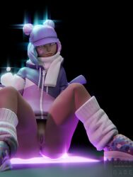 3d 3d_(artwork) anus blender fortnite fortnite:_battle_royale game leelah_(fortnite) neon pussy skar_base tight_anus tight_pussy