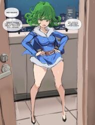 1girls breasts curly_hair green_eyes green_hair one-punch_man rakeemspoon solo solo_female tatsumaki