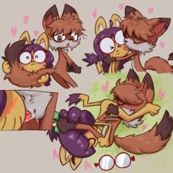 2girls 69 69_position anthro ass blush canine closed_eyes cub cunnilingus domestic_cat feline female female/female female_only fox furry glasses ichduhernz licking licking_face nude open_mouth oral oral_sex original_character pussy sex tail tail_hug tongue tongue_out young yuri