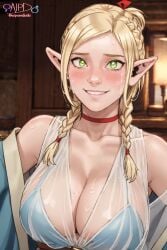 1girls ai_generated aiporndude blonde_female blonde_hair blonde_hair_female blush blush_lines blushing_at_viewer braid braided_hair braided_ponytail braided_twintails choker cleavage cleavage_cutout curvaceous curvy curvy_body curvy_female curvy_figure cute dungeon_meshi elf elf_ears elf_female female french_braid green_eyes huge_breasts large_breasts lips looking_at_viewer looking_pleasured marcille_donato pale-skinned_female petite pointy_ears presenting presenting_breasts see-through see-through_bra see-through_clothing see-through_top shy slim smile smiling smiling_at_viewer smirk smirking smirking_at_viewer solo solo_female solo_focus sweat sweatdrop sweating teenager teeth teeth_showing teeth_visible twintails young