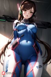 ai_generated anime_style artist_name artist_signature ass bodysuit breasts brown_eyes brown_hair curvy curvy_body curvy_female curvy_figure curvy_thighs d.va exposed female_focus female_only gamer_girl girl hana_song hentaicelestial korean_female looking_at_viewer navel navel_visible_through_clothes overwatch overwatch_2 panties pov presenting solo straight video_games