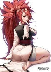 1girls 2024 2d 2d_(artwork) amputee arc_system_works artist_signature asian asian_female ass ass_cleavage ass_visible_through_clothes baiken bangs bare_legs bare_thighs barefoot big_ass big_breasts big_butt breasts butt cleavage clothed clothed_female clothing color colored dat_ass fanart feet female femme_fatale full_color guilty_gear guilty_gear_strive guilty_gear_xrd japanese japanese_clothes japanese_female kemono large_butt light-skinned_female light_skin long_hair looking_at_viewer luxpineapple messy_hair ponytail red_eyes red_hair ripped_clothes ripped_clothing samurai scar scar_across_eye smile smiling smiling_at_viewer solo solo_female thick_thighs thighs very_long_hair video_game_character video_game_franchise video_games voluptuous voluptuous_female