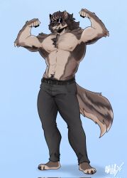 1boy 2024 abs accessory anthro arm_hair armpit_hair armpits arms arms_up artist_name artist_request athletic_male bara barazoku biceps big_muscles big_pecs body_fur body_hair canine chest_hair chest_tuft clothed daddy dilf facial_hair feet fluffy_tail furry furry_only gesture goatee grey_fur grey_hair grin hairy_armpits hairy_arms hairy_chest hairy_legs hairy_male hand_hair hands happy_trail hi_res high_resolution highres homosexual legs male male_chest male_only male_pubic_hair mane masculine mature_male muscles muscular_anthro muscular_male mustache neck_ruff no_visible_genitalia obliques original original_character paws pecs pectorals pose pubes sideburns simple_background smile solo standing sunglasses tail testicles toned toned_body toned_male topless_male tuft underwear white_fur white_hair wolf zaddy