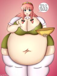 bbw belly_overhang big_belly big_breasts big_female blush chubby chubby_female embarrassed fat fat_ass fat_female fat_fetish fat_girl fat_woman fatty female female_only frenchfryfoxes hong_meiling huge_belly large_female obese obese_female overweight overweight_female plump pork_chop thick_thighs touhou weight_gain