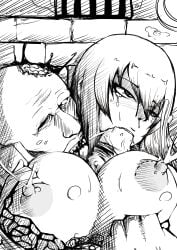 ahe_gao blood blowjob crying crying_with_eyes_open dualberettas hetero highschool_of_the_dead interspecies lactating lactation large_breasts nonconsensual paizuri saeko_busujima titjob zombie