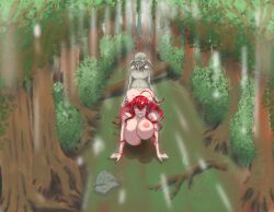 ahe_gao all_fours blush breasts cum_inside defeat defeated defeated_heroine drooling female female_penetrated forest forest_background goblin goblin_male high_school_dxd interspecies large_breasts novalasin outdoor_sex outdoors red_hair rias_gremory sex tears tears_of_pleasure