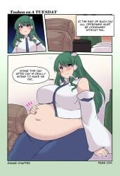 bbw belly_overhang big_belly big_breasts big_female blush chubby chubby_female dr-black-jack embarrassed fat fat_ass fat_female fat_fetish fat_girl fat_woman fatty female female_only hand_on_belly kurocaze large_female obese obese_female overweight overweight_female plump pork_chop sanae_kochiya thick_thighs touhou weight_gain