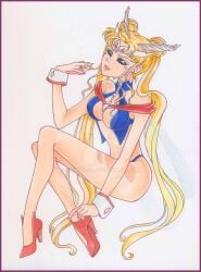 1girls bishoujo_senshi_sailor_moon blonde_hair brainwashing cleavage clothing corruption dark-elfa dark_kingdom dd_girls enemy_conversion female female_only high_heels identity_death lips long_hair medium_breasts monster_girl monster_of_the_day pale_skin panties post_transformation revealing_clothes sailor_moon solo traditional_media transformation usagi_tsukino villainess watermark wide_hips youma