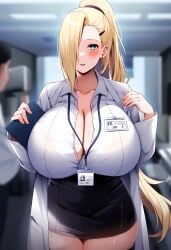 1girls ai_due ai_generated arms_at_sides big_breasts blonde_hair blue_eyes blurry_background blush boruto:_naruto_next_generations breasts breasts_bigger_than_head cleavage clipboard coat female female_only folder front_view hair_over_one_eye holding_object huge_breasts id_card indoors ino_yamanaka large_breasts legs_together long_hair mature mature_female mature_woman milf nai_diffusion naruto naruto:_the_last naruto_(series) naruto_shippuden no_bra no_bra_under_clothes office office_lady people_in_background plump revealing_clothes shirt skimpy skimpy_clothes skirt solo solo_focus stable_diffusion stockings thick_thighs thighs trenchcoat unbuttoned unbuttoned_shirt very_long_hair voluptuous voluptuous_female