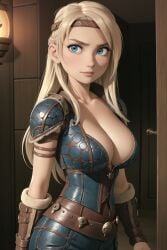 1girls ai_generated astrid_hofferson blonde_hair blue_eyes cleavage curvaceous curvaceous_body curves curvy curvy_body curvy_female curvy_figure dreamworks fantasyai female female female_only hourglass_figure how_to_train_your_dragon inner_sideboob light-skinned_female light_skin sideboob solo solo_female voluptuous voluptuous_female