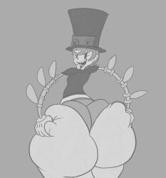 ass_bigger_than_head big_ass bubble_butt butlova fat flat_chest looking_back massive_ass peacock_(skullgirls) skullgirls smile thick_thighs wide_hips