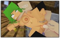 1boy 1girls 3d big_ass big_breasts blue_eyes erect_nipples erect_penis female green_hair horny_female human lou_(pearickmc) male mine-imator minecraft nude_female nude_male outside pearickmc sex spoon_position spooning stockings tagme vaginal_penetration wet_pussy you