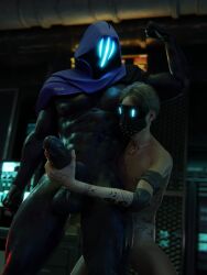 big_balls big_penis crossover flexing flexing_arms flexing_bicep gay glowing glowing_eyes grabbing grabbing_penis hood human impending_sex male_only martistot masked masked_male monster monster_cock omen_(valorant) valorant veiny veiny_penis veiny_testicles watch_dogs wrench_(watch_dogs)